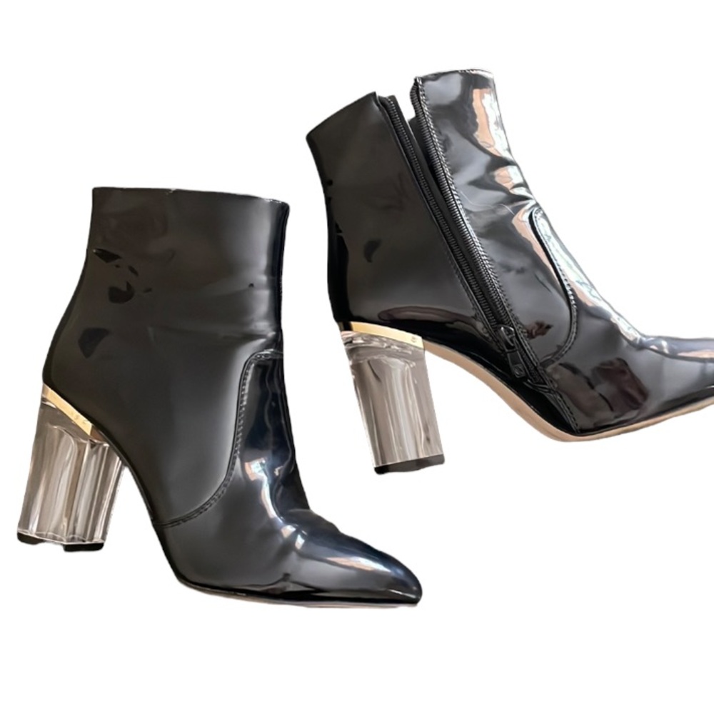 Black Clear Heel Boots- Size 8